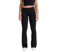 Style & Republic Legging évasé pour femme en coton doux - Pantalon de yoga avec taille rabattable, style bootcut, décontracté et confortable avec jambes larges, Noir , L