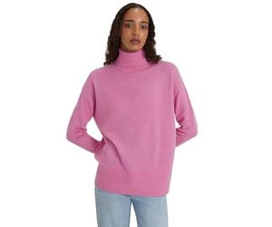 Style & Republic Pull à col roulé pour femme avec coupe oversized en 100% cachemire, amplement coupé, élégant pull premium en cachemire avec col montant pour l'automne et l'hiver, Rose bonbon, M