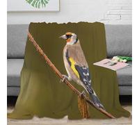 Style Rétro 3D Print Oiseau Chardonneret Couverture Microfibre Décoration Maison Plaid Oiseau pour Adulte Canapé 40x50(100x130cm)