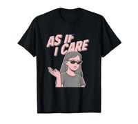 Style rétro années 90 Nostalgia Y2K avec Inscription « As If I Care » - Rose et Gris T-Shirt