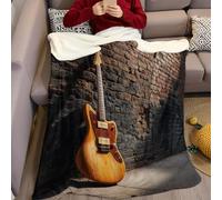 Style RéTro Couverture Polaire 130 x 150 cm Instrument de Musique Guitare 3D Imprimée Plaid Polaire Sherpa Couverture en Flanelle Super Douce et Chaude pour Enfant Adulte Canapé et Lit