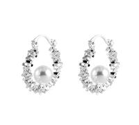 Style rétro ensemble perles fleurs peinture à l'huile style série boucles d'oreilles nouvelle lumière luxe style émail haut niveau sens des boucles d'oreilles-silver