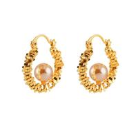 Style rétro ensemble perles fleurs peinture à l'huile style série boucles d'oreilles nouvelle lumière luxe style émail haut niveau sens des boucles d'oreilles-white