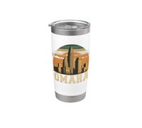 Style rétro Omaha Nebraska City Skyline Gobelet isotherme en acier inoxydable double paroi
