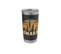 Style rétro Omaha Nebraska City Skyline Gobelet isotherme en acier inoxydable double paroi