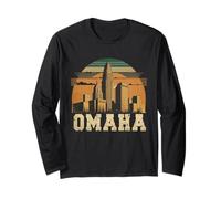 Style rétro Omaha Nebraska City Skyline Manche Longue