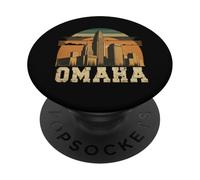 Style rétro Omaha Nebraska City Skyline PopSockets PopGrip Adhésif