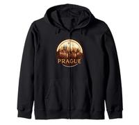 Style rétro Prague, Horizon de la Ville de la République tchèque Sweat à Capuche