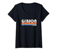 Style rétro vintage années 70 80 Gibson, GA T-Shirt avec Col en V