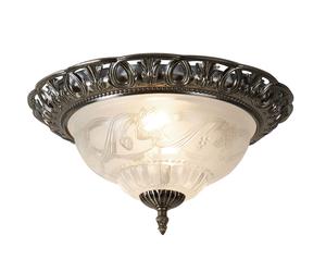 style rustique Lampe de plafond éclairage verre argent antique décor floral