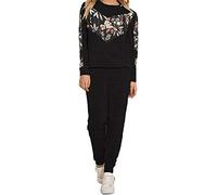 Style sage Mode Dames Cachemire Floral Panel Survêtement Femmes Manches Longues Lounge Wear Jogging Set - Noir - Taille 54-58