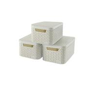STYLE Set de 3 boîtes de rangement avec couvercle S Beige
