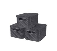 STYLE Set de 3 boîtes de rangement avec couvercle S Gris