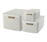 Curver Panier de rangement Style et couvercle 3 pcs Blanc 240652 Blanc