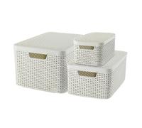 STYLE Set de 3 boîtes de rangement blanches avec couvercle S+M+L