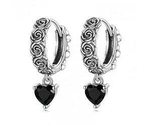 Style sombre nuit sombre roses coeur amour goutte boucles d'oreilles pour femmes boucles d'oreilles de fête bijoux