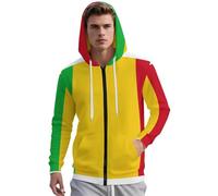 Style Street Sweat Shirt Capuche Double Imprimé Mali Drapeau Homme Zip Confortable Large Grand Poche Avant Sport Décontracté Toute Saison Versatile Léger Chaleur Respirant