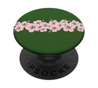 Style Surfeur Vintage Floral Hibiscus Rose rangée de Fleurs 1970 PopSockets PopGrip Adhésif