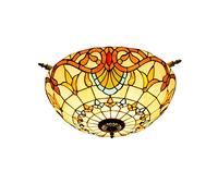 Style Tiffany vintage baroque fabriqué à la mainPlafonnier multi-lumières Lustre en vitrail méditerranéen pour salle à manger Salon Chambre à coucher et couloir 55cm