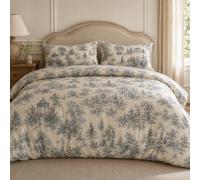 Style toile de Jouy Housse Couette Microfibre 220x240 cm+2 Taies 65 × 65CM | Réversible Polyester Microfibre, Fermeture éClair, Taies Incluses, Parure 4 Saisons, Chambre Adulte, InvitéS