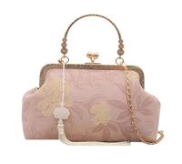 Style traditionnel Cheongsam Sac à main doux Sac à main Chaîne Sac à bandoulière Broderie complexe Design compact Chaîne en soie Sac à bandoulière, a