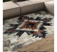 Style Tribal Traditionnel 120 x 170 cm Tapis Shabby Chic Motif géométrique Tapis de Sol Minces lavables pour buanderie Salon