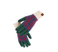 Style tricoté japonais, doublure chaude en polaire d'hiver chaude, fonction tactile à cinq doigts, idéal pour les activités de plein air telles que le cyclisme, le ski et le quotidien (vert foncé