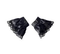 Style victorien - Col et poignets en dentelle froncée, Manches noires, taille unique
