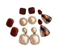 Style vintage Boucles d'oreilles en perles argentées Accessoires dans le vin Pour une touche de style de Hong Kong Élégance Accessoires de réunion d'affaires, taille unique, comme décrit