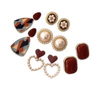 Style vintage Boucles d'oreilles en perles argentées Accessoires dans le vin Pour une touche de style de Hong Kong Élégance Accessoires de réunion d'affaires, taille unique, comme décrit