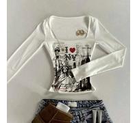 Style vintage décontracté "I Love New York" avec motif de lettres, imprimé de la Statue de la Liberté et de paysages de New York, Jour de l'Indépendance, 250e anniversaire, t-shirt à manches longues a