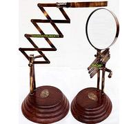 Style vintage Desk Top Channer Loupe nautique Laiton Loupe sur support en bois