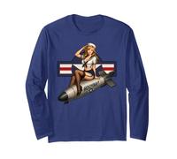 Style Vintage Pinup Patriotique Rétro Militaire Nez Art Design Manche Longue