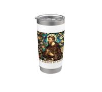 Style vitrail Saint François d'Assise Gobelet isotherme en acier inoxydable double paroi