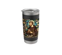 Style vitrail Saint François d'Assise Gobelet isotherme en acier inoxydable double paroi