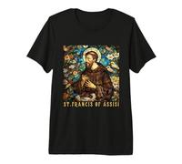 Style vitrail Saint François d'Assise T-Shirt Haut de Gamme