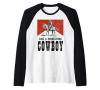 Style Western Country Style Vintage Cowboy avec Strass sur Le Dos du Cheval Manche Raglan
