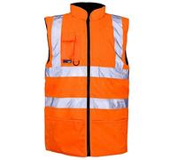 Style Wise Fashion Gilet sans manches réversible en polaire haute visibilité pour homme - Orange - XXL