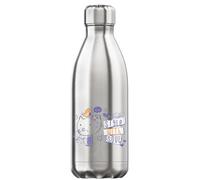 Style with Soul Bouteille d'eau isotherme sous vide Motif chat et oiseau Argenté