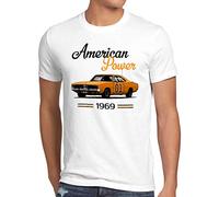 style3 American Power T-Shirt Homme Charger General Lee Muscle Car, Taille:, Couleur:Blanc