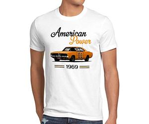 style3 American Power T-Shirt Homme Charger General Lee Muscle Car, Taille:, Couleur:Blanc