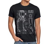 style3 at-St T-Shirt Homme Dessin Bleu, Taille:XXL, Couleur:Noir