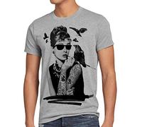 style3 Audrey Tatouage T-Shirt Homme Hollywood Star Hepburn, Taille:, Couleur:Gris chiné