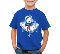 style3 Bibendum Chamallow T-Shirt pour Enfants fantômes Stay Puft Guimauve SOS, Couleur:Bleu, Taille: