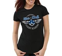 style3 Blue Shell Femme T-Shirt Flight Academy Vintage Kart Mario wii u, Couleur:Noir, Taille:XL