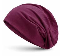 style3 Bonnet Unisexe Slouch Beanie en Jersey Respirant, Fin et léger, Couleur:Baie Noir chiné
