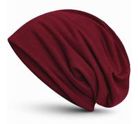 style3 Bonnet Unisexe Slouch Beanie en Jersey Respirant, Fin et léger, Couleur:Cramoisi
