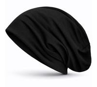 style3 Bonnet Unisexe Slouch Beanie en Jersey Respirant, Fin et léger, Couleur:Noir