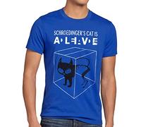 style3 Chat de Schrödinger T-Shirt Homme, Taille:XL;Couleur:Bleu