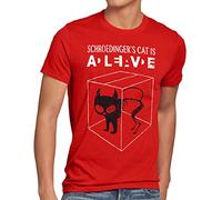style3 Chat de Schrödinger T-Shirt Homme, Taille:XL;Couleur:Rouge